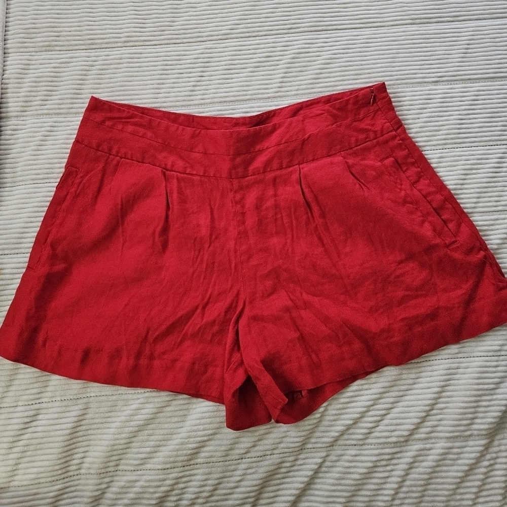Worthington Women's Red Shorts Linen Blend Size 16